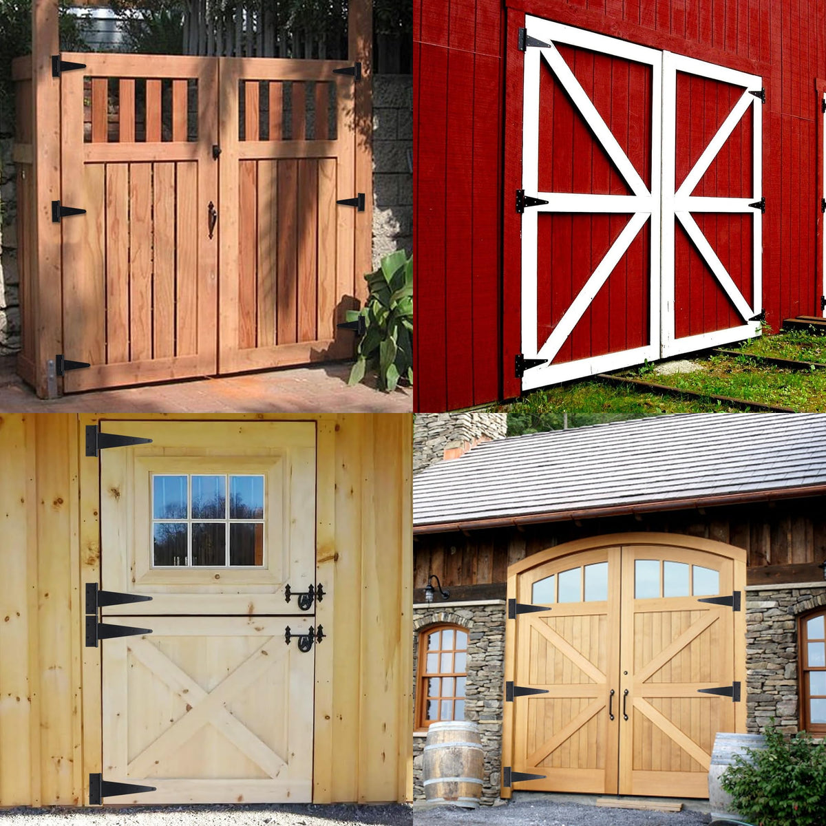 10 Inch T-Strap Gate Hinges, Heavy Duty Shed Barn Door Hinges, Black Tee Hinges for Wooden Fence, Yard Gate, Wrought