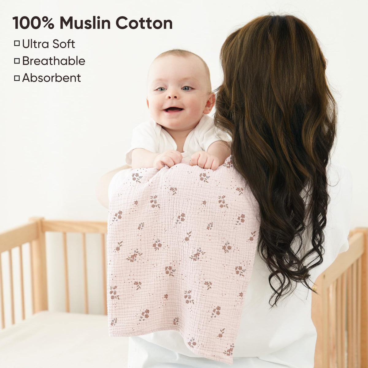 6 Pack Large Muslin Burp Cloths for Baby Boy, Girl, 100% Cotton