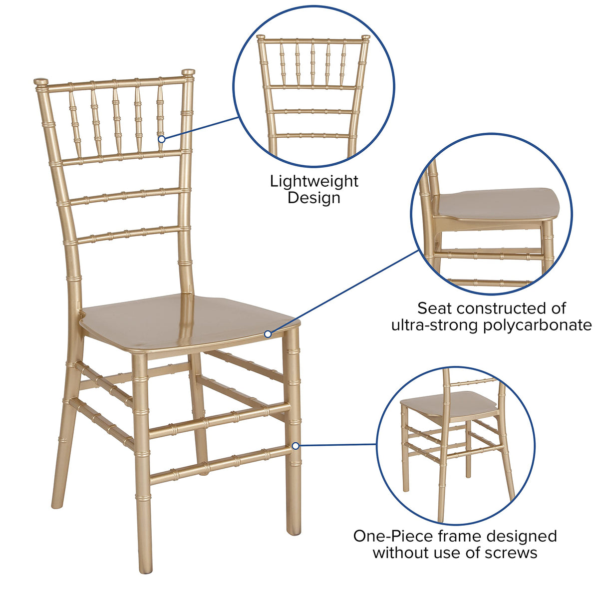 Series Gold Resin Stacking Chiavari Chair