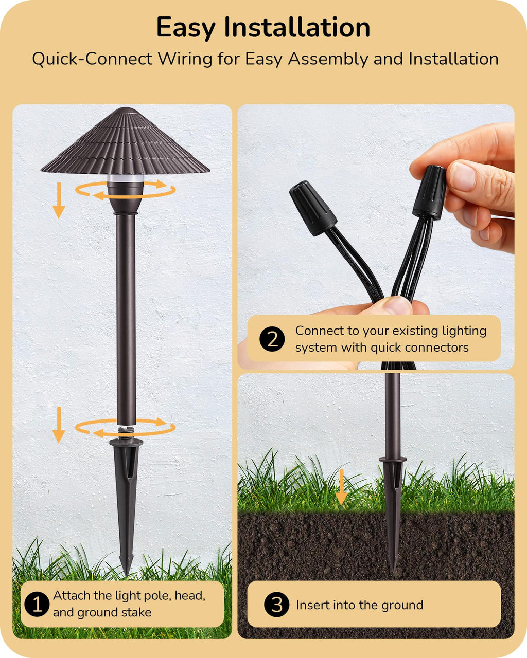 Low Voltage Landscape Lighting, LED 5CCT Pathway Lights 8 Pack