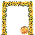 Sunflower Garland Decor with Lights, Sunflower Vines Hanging Flowers Garland with Green Leaves, Fake Yellow Flower