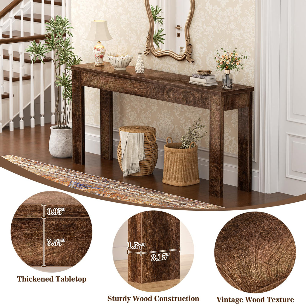 Console Table, 47" Farmhouse Sofa Tables Narrow Long