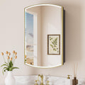 Gold Medicine Cabinet Mirror 16" x 26", Metal Framed | Adjustable Shelves, Different Curved Frame Design, Wall Mirror
