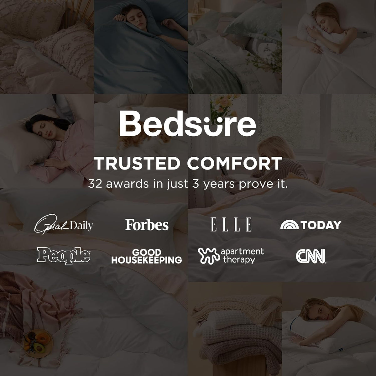 Prewashed Duvet Cover Queen, Cotton-Like Soft Bedding Set, White