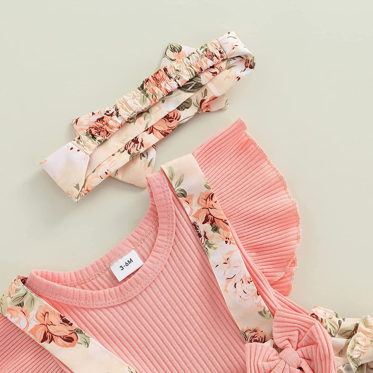 Baby Girl Floral Romper Newborn Dress Ruffle Bodysuit Suspender Shorts Jumpsuit Cute Summer Clothes and Headband