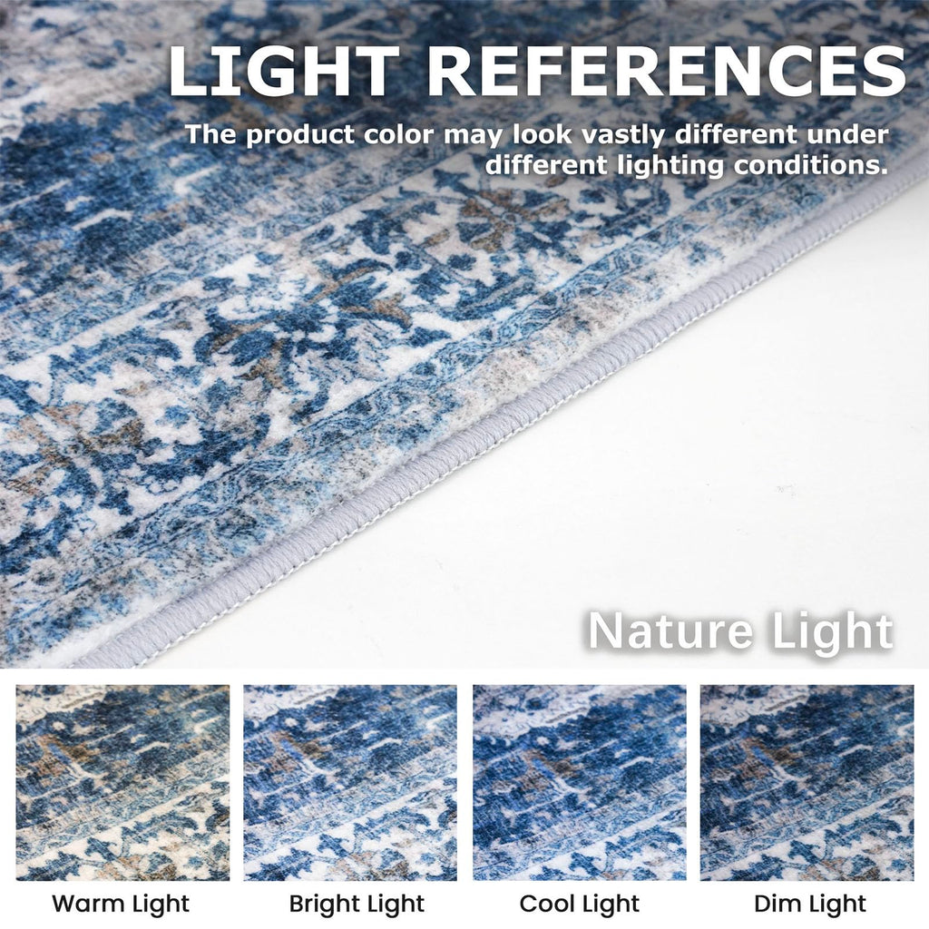 Runners s 2.6x20 Ft Extra Long Washable Kitchen Thin Runner Rug Boho Runner Rug Indoor Blue Printed Oriental Faux