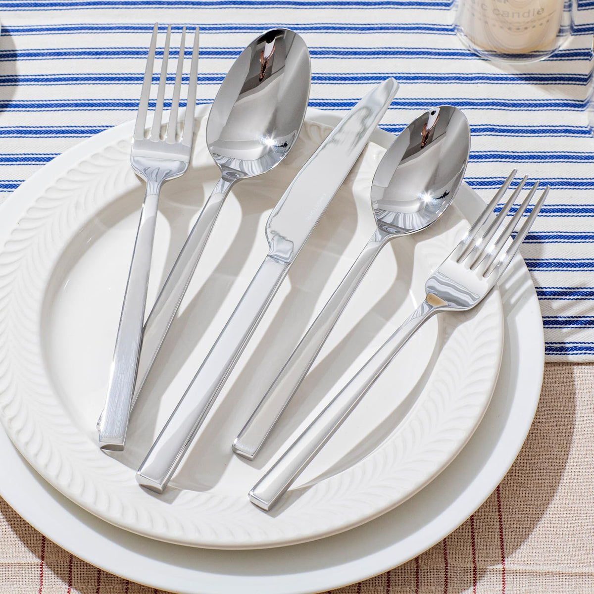 Silverware Set for 4, 20Pcs Flatware Set, Square Handle Stainless Steel