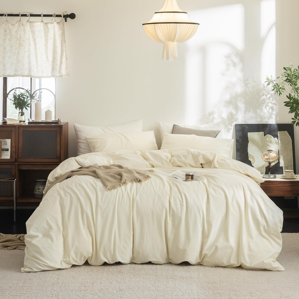 Duvet Cover Set 100% Washed Cotton Linen Feel Oversized
