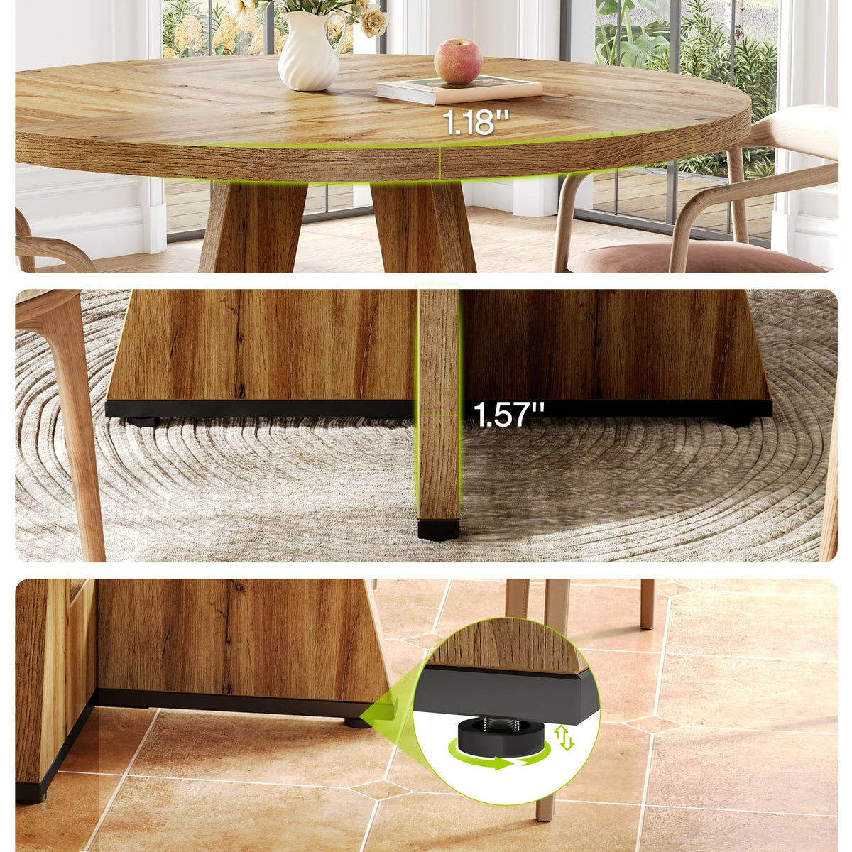 Inspired Saarinen Style Round Dining Table for 4-6 People, 47 Inches Dining Room Table with Wooden Pedestal Base, Modern Dinner Table, Circle