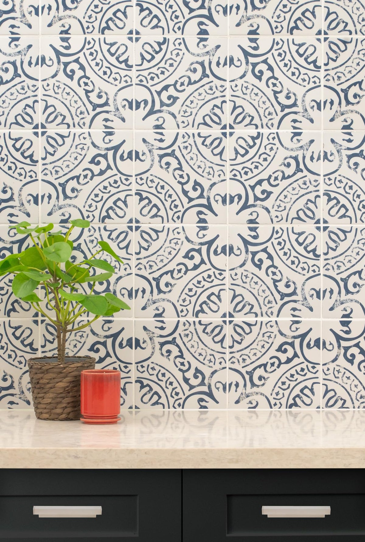 Indigo Encaustic Glazed Porcelain Wall Tile Kitchen Sample Flooring