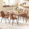 Dining Chairs Set of 4, Upholstered Kitchen Chairs, Synthetic Leather, Max. Load 264 lb, Steel Legs, Curved Backrest