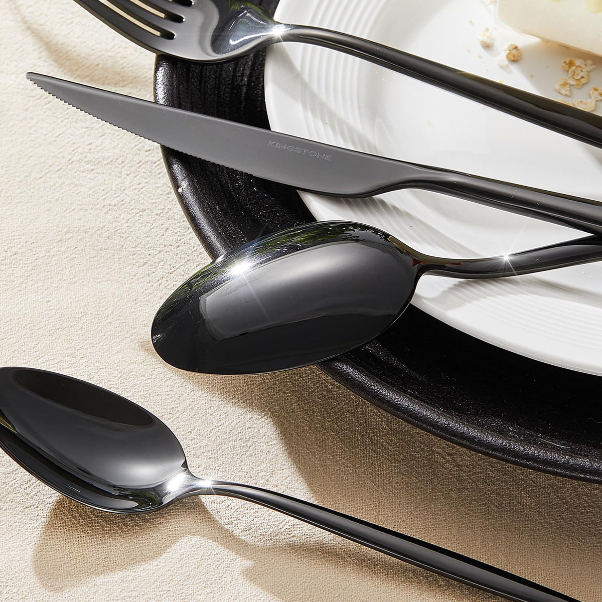 18/10 Silverware Set for 4, 20 Piece Black Stainless Steel Flatware Cutlery