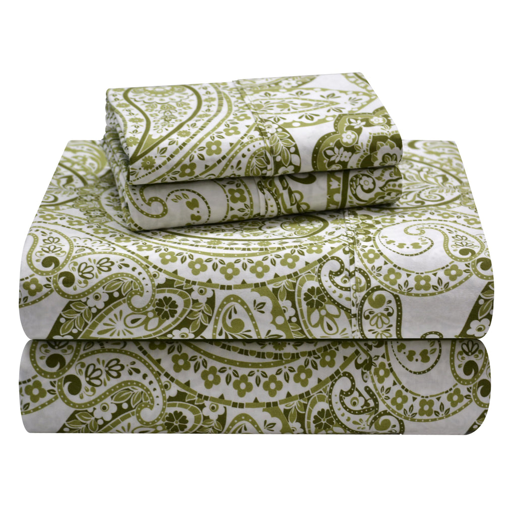 100% Cotton Percale Sheets - Printed Bed Sheet & Pillowcase Sets - Soft Cotton Bed Sheets Set - Fits Mattress 18