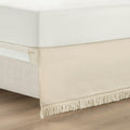 Boho Fringe 15-Inch Tailored Drop Easy Fit Bed Skirt Queen Size Single 60" W x 80" L +15" Neutral - Queen Bed Skirt