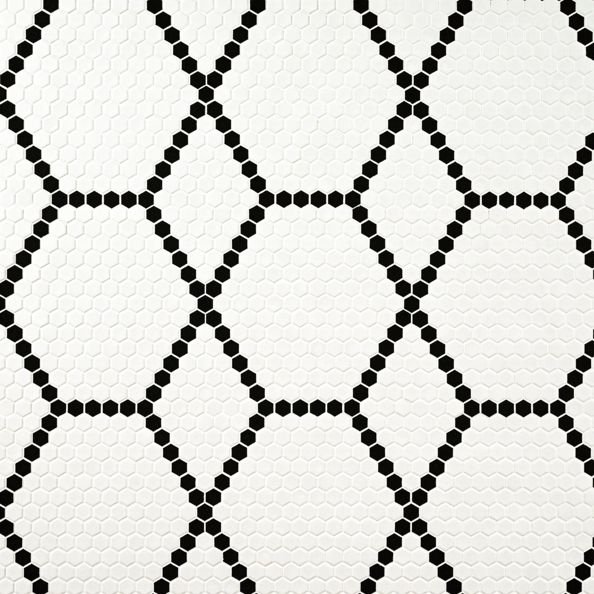 Porcelain Wall Tile | White and Black Hive Pattern | 11.73" x 11.85"