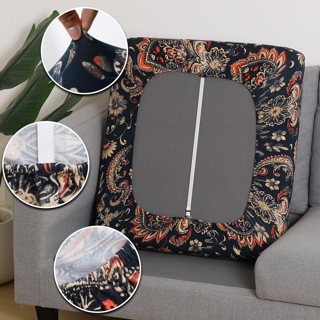 Sofa Couch Cushion Covers, Stretch Printed Couch Seat Slipcover, Soft Couch Cover for Dogs, Washable Non-Slip