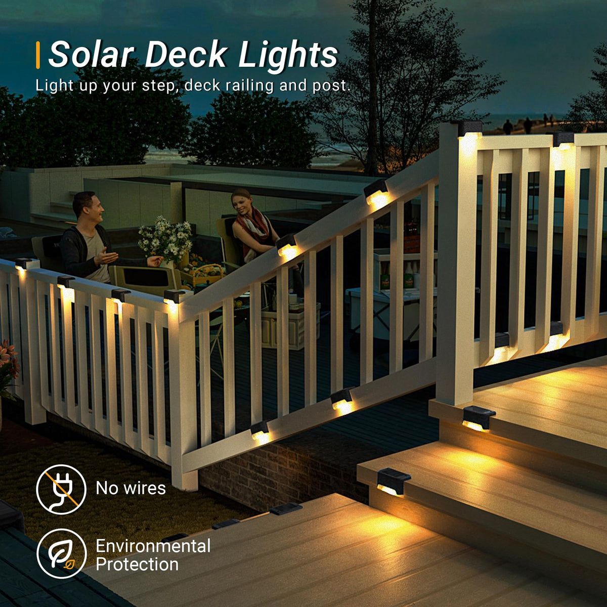 Solar Deck Lights, Solar Step Lights Waterproof, 12 Pack Warm White