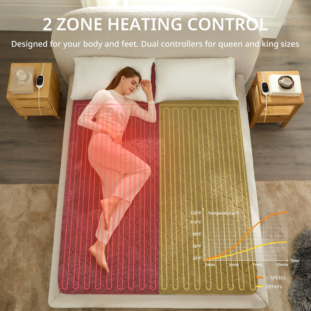 Heated Mattress Pad Queen, Electric Mattress Pad with 9 Heat Settings, Memory Function, Fast Heating, 1-12 Hours Auto