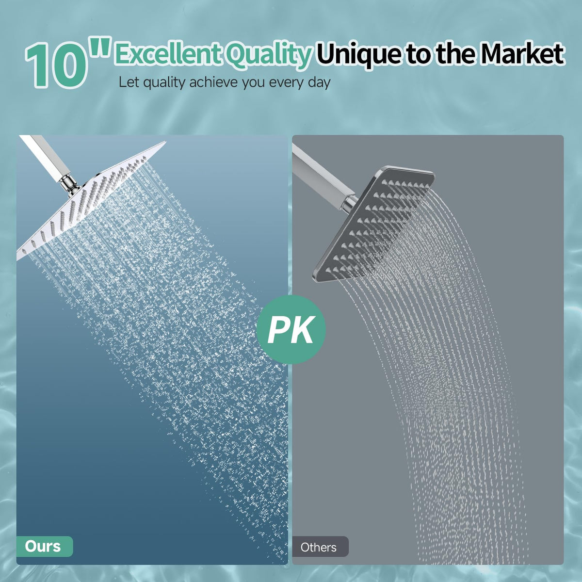 Luxury 10 Inch Large Square Stainless Steel Shower Head High Pressure Rainfall Showerhead Ultra Thin Water Saving