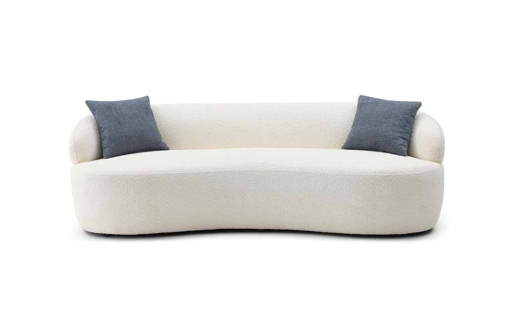 86.6-inch 3 Seaters Curved Sofa Oversized Teddy Boucle Sofa Couch, Beautiful Freestanding Curved Leisure Couch with 2