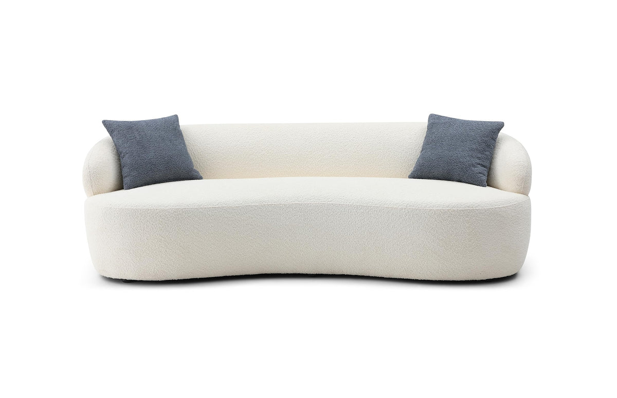86.6-inch 3 Seaters Curved Sofa Oversized Teddy Boucle Sofa Couch, Beautiful Freestanding Curved Leisure Couch with 2