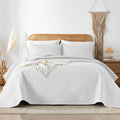 Quilt Bedding Set, White Ultrasonic Quilt Set Reversible Microfiber Bedspread, Lightweight Soft Modern