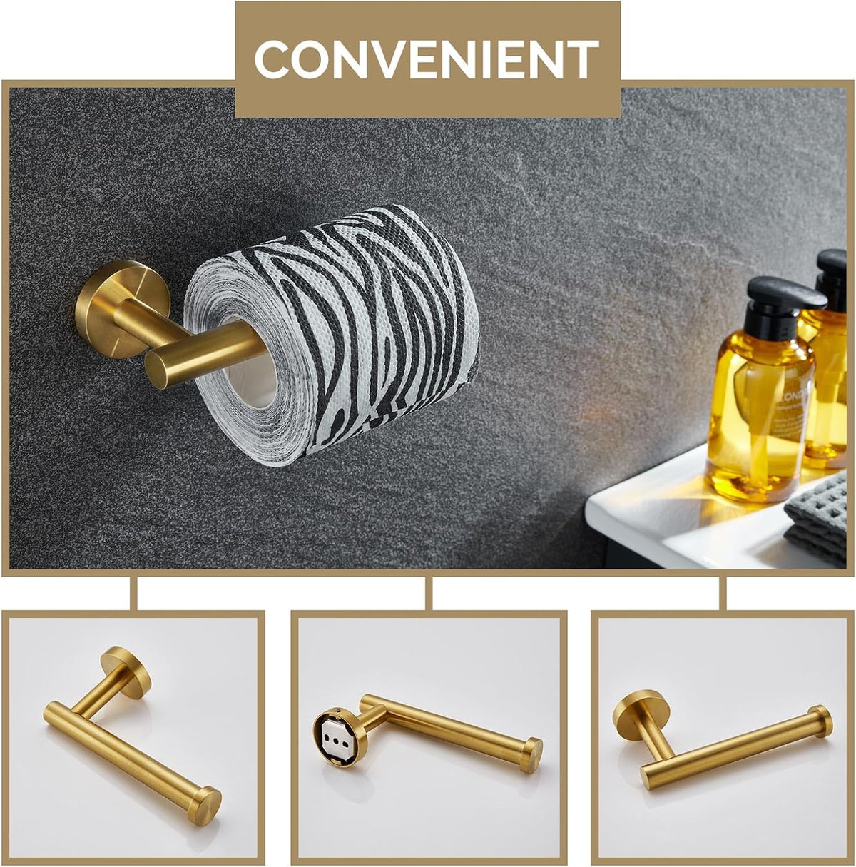Bathroom Hardware Set Brushed Dark Gold, 4-Piece | SUS304 Stainless Steel Bathroom Fixtures Accessory Kit with Towel