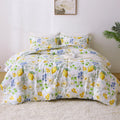 Floral Comforter Sets, Lemon Blossoms Patterned Bed in a Bag for All Seasons, 3-Piece Farmhouse Rustic