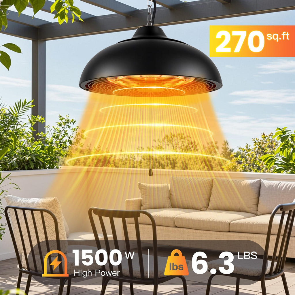 1500W Electric Hanging Patio Heater,Ceiling-Mounted Patio Heater