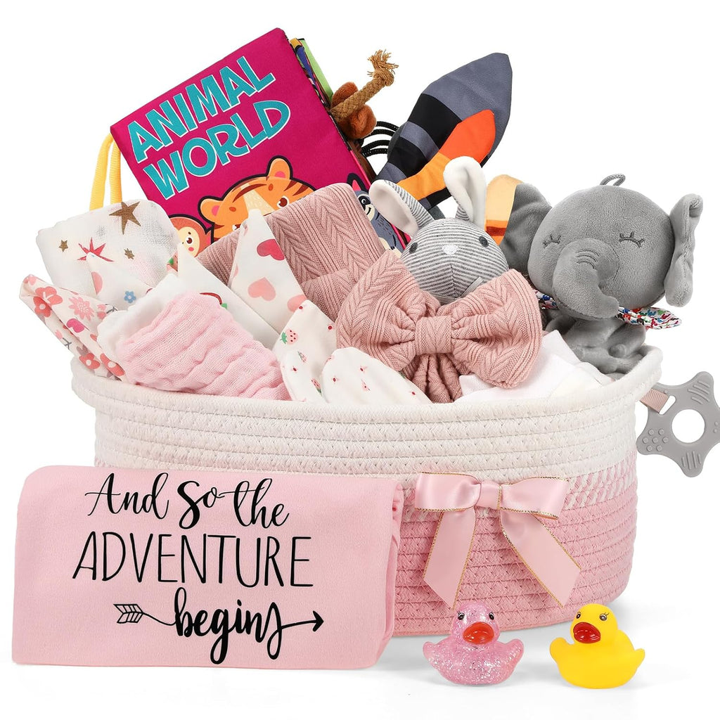 22 Pcs Baby Girl Gift Basket, Baby Shower Gifts Essentials Stuff