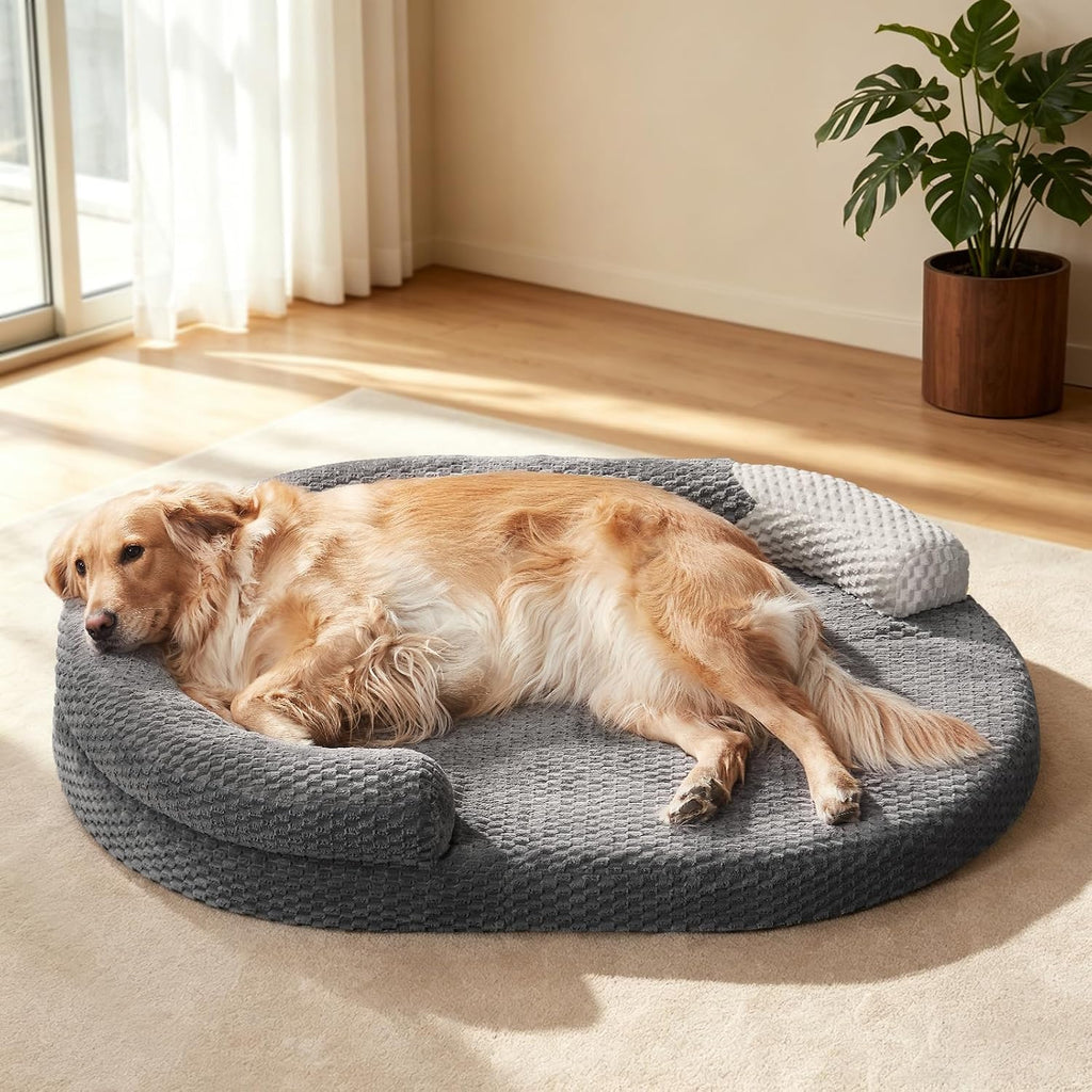 XL Orthopedic Dog Beds Large Sized Dog, Extra Large Washable Waterproof Oval Large Dog Bed with Removable Cover