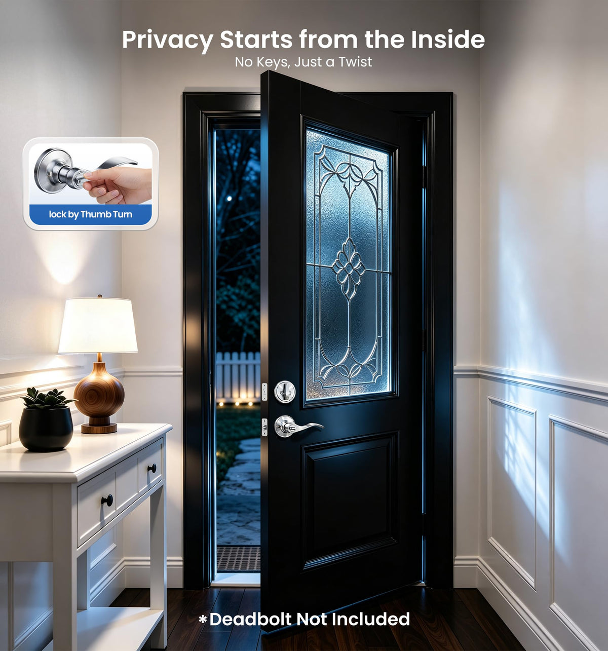 Keyed Entry Door Handle with Lock, Wave Door Levers, Satin Nickel