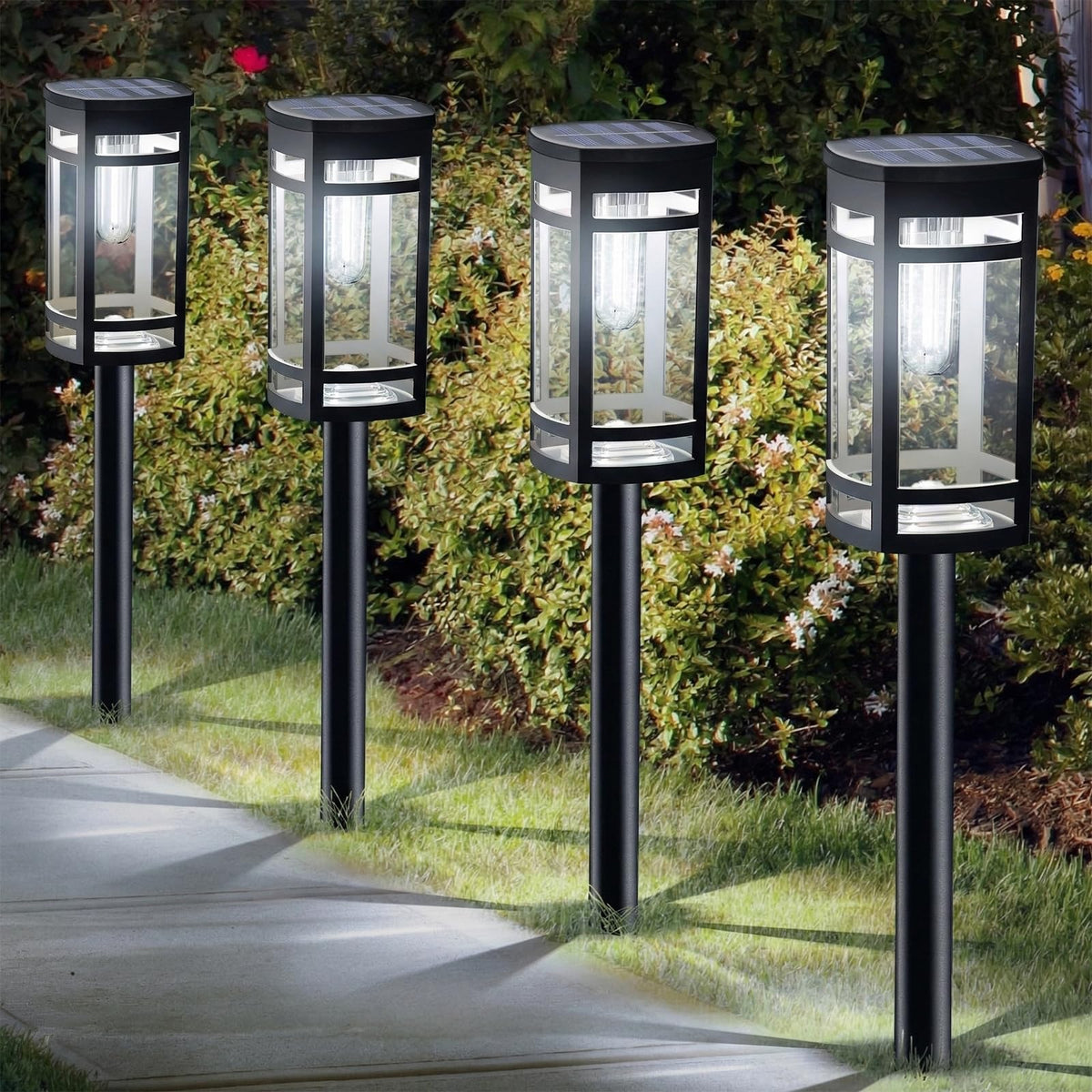 16 Pack Solar Pathway Lights Outdoor Waterproof, Cool White