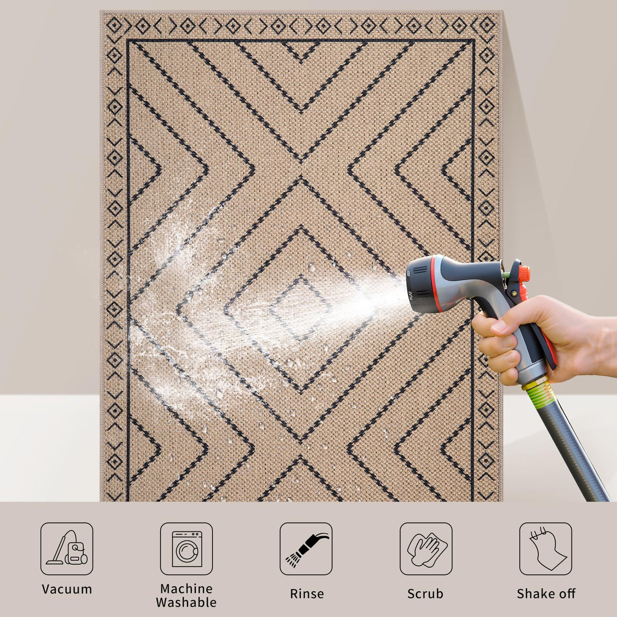 Easy Jute Hallway Runner Rug, Washable Non-Slip Kitchen Rugs