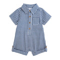 Baby Boy Blue Gingham Collar Shortall