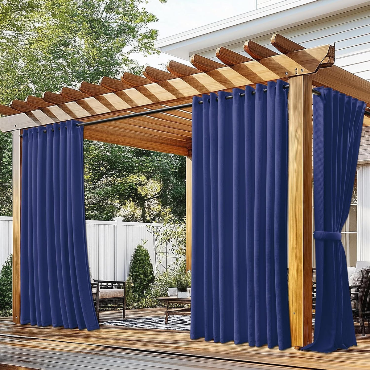 2 Panels Waterproof Outdoor Curtains 300 GSM , Privacy Outside Weatherproof Curtains, Grommets Top for Porch Pergola