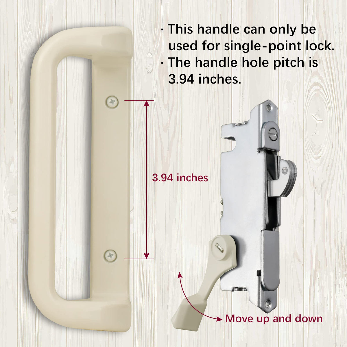 Beige Sliding Glass Door Handle Set with Lock and Key