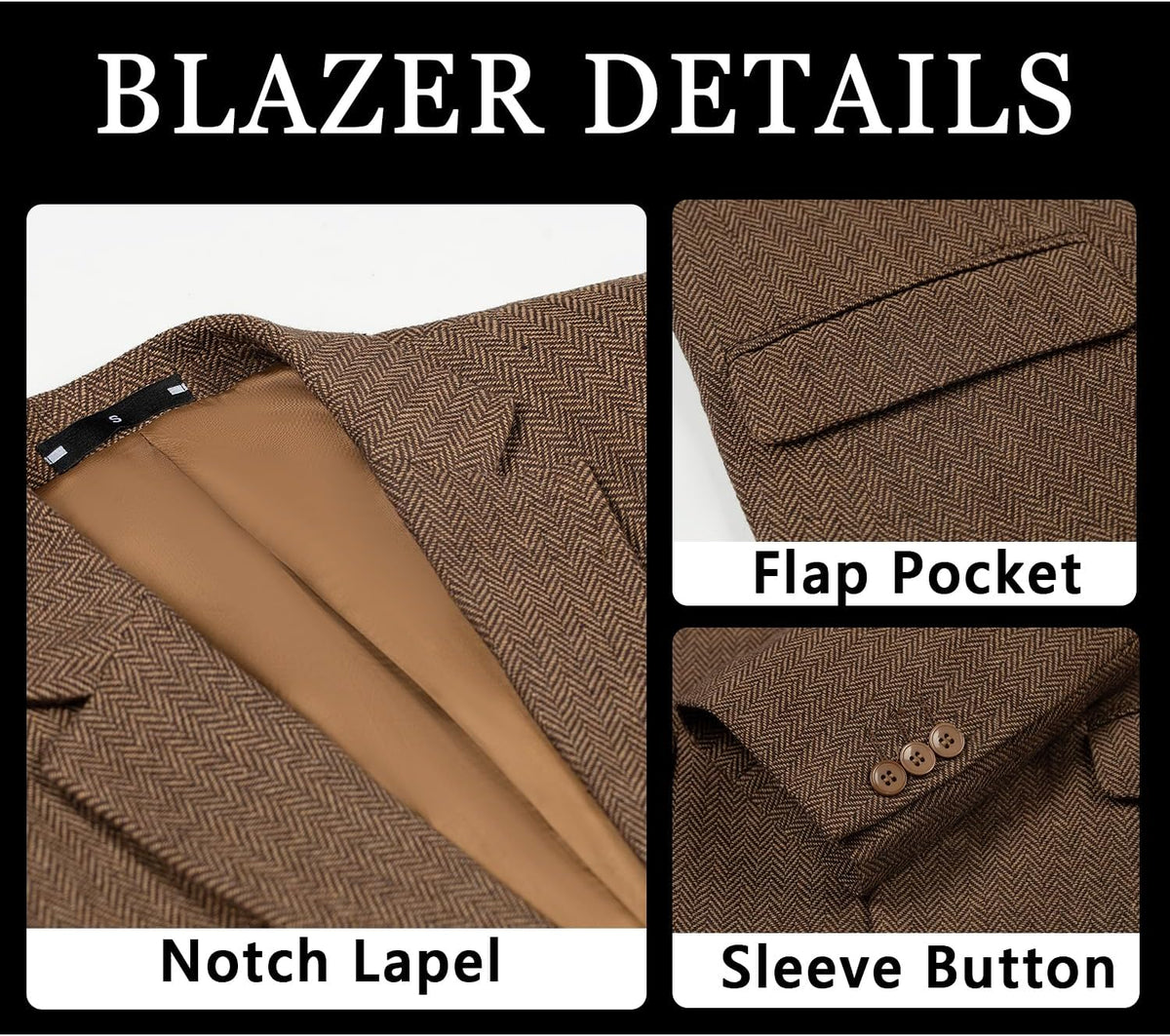 Boys Blazer Retro Herringbone Sport Coat Classic Wedding Casual Jacket