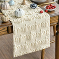 Beige Soft Faux Fur Pumpkins Fall Table Runner 13x108 Inch