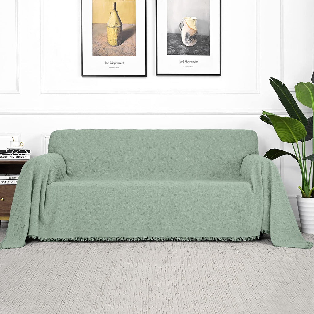 Couch Cover Sage Green Sofa Covers, Sectional Couch Covers for 2 Cushion Couch, Geometrical Couch Cover Living Room