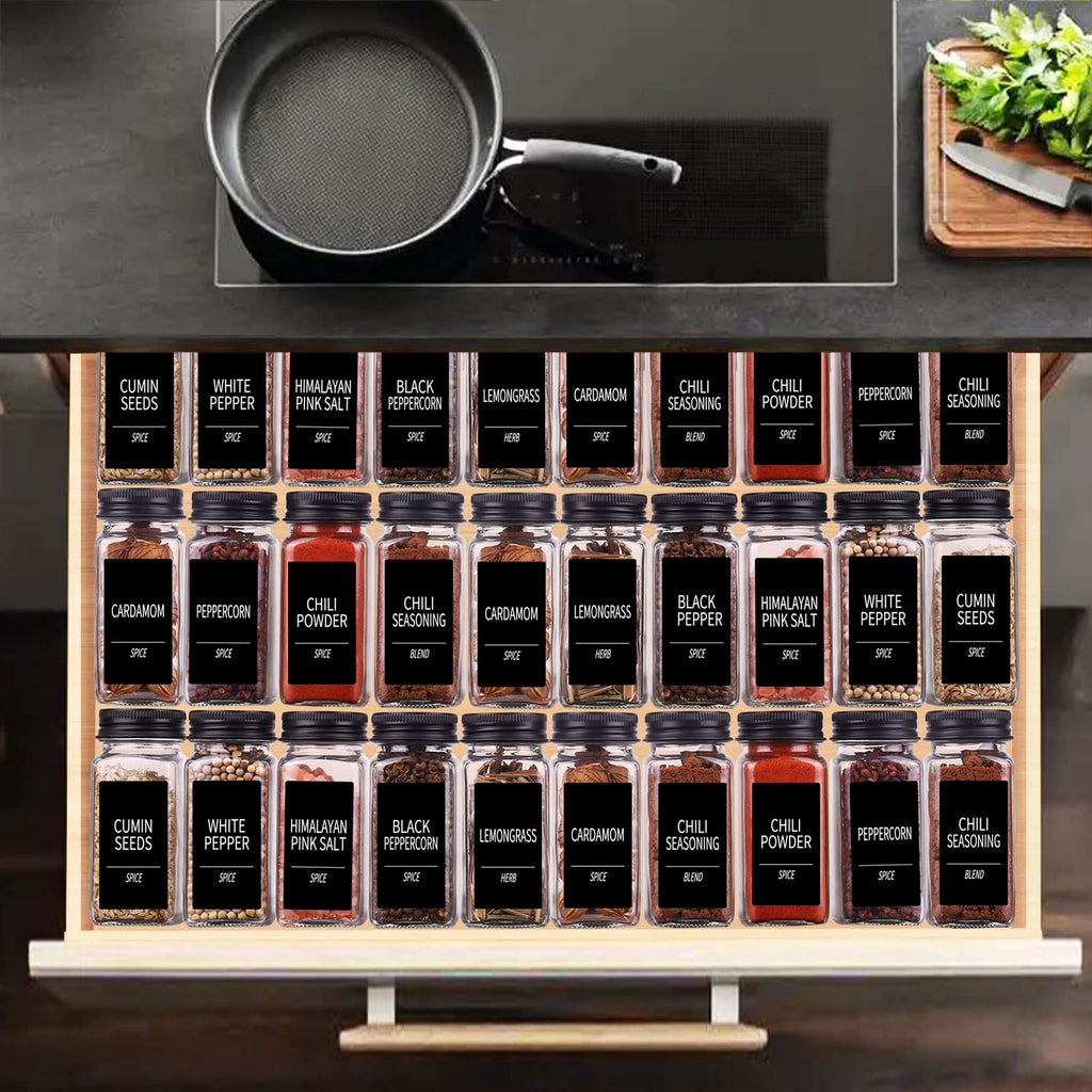 66 Pack Glass Spice Jars with Labels, 4oz Spice Containers
