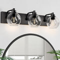 Bathroom Light Fixtures-Matte Black Vanity Lights , Modern Black Vanity Lights 3-Light Bathrooms Lighting Fixtures