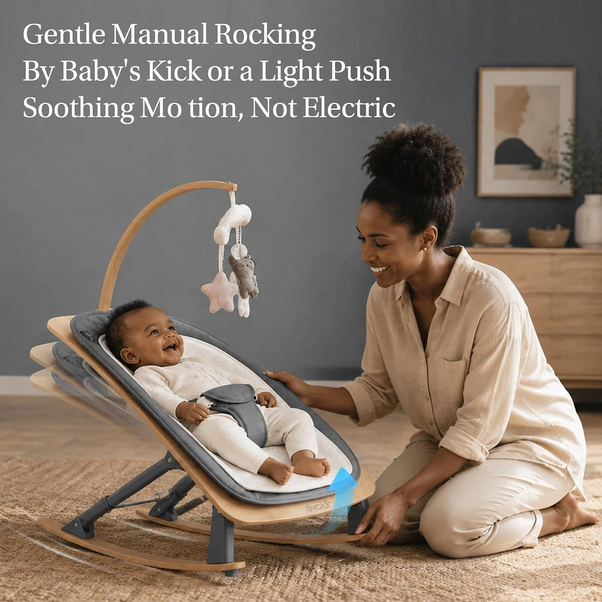 Tory in-1 Baby Bouncer, Foldable Newborn Rocker Chair - Grey