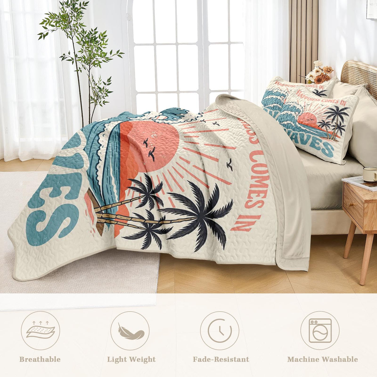 Quilt Set, 7 Pieces Beach Ocean Bedding, Bedspread