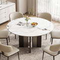53 Inch White Sintered Stone Round Dining Table X Base