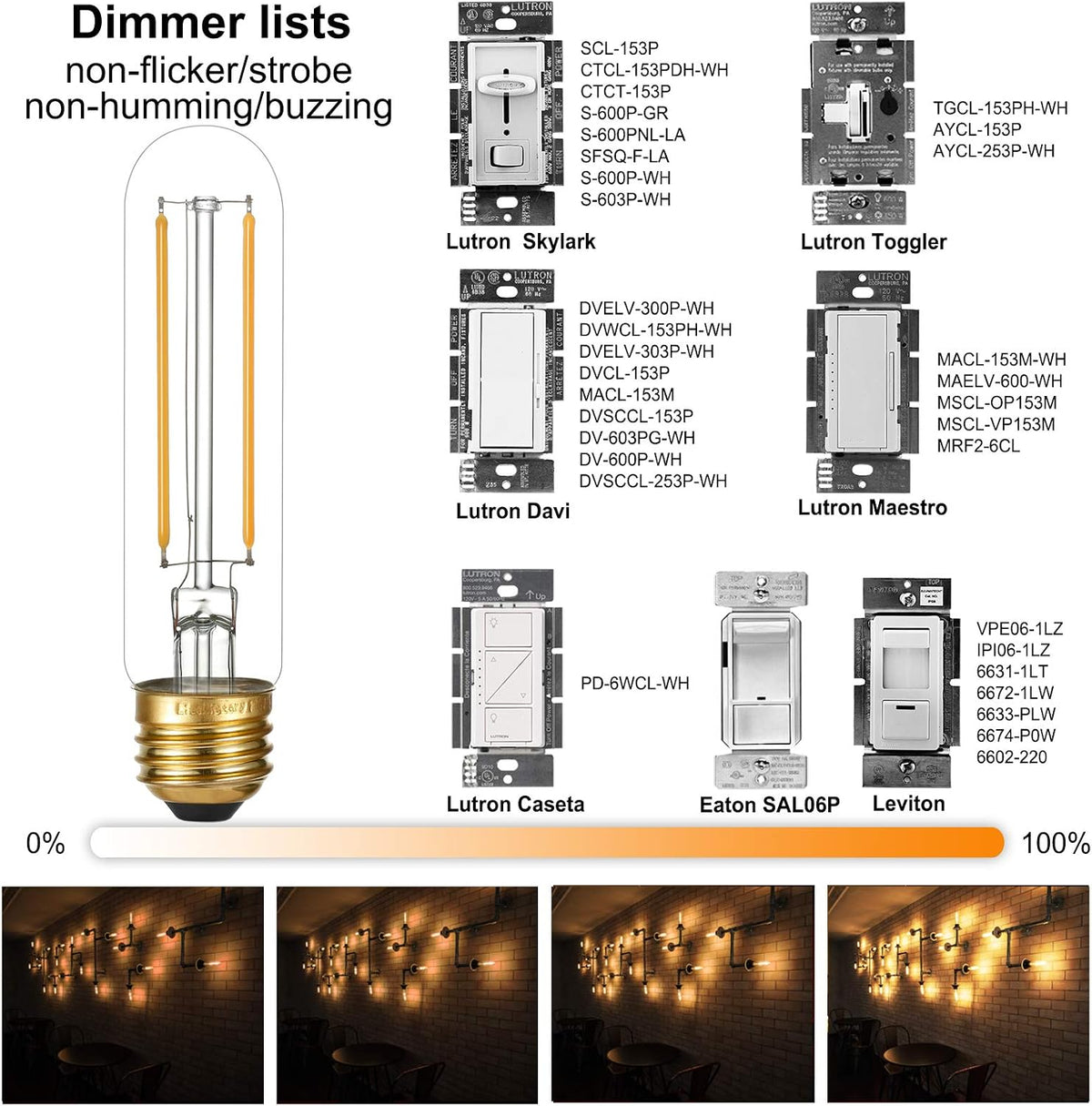 T10 Led Bulb,Dimmable,E26 Led Bulb 40w,Warm White 2700K,Clear