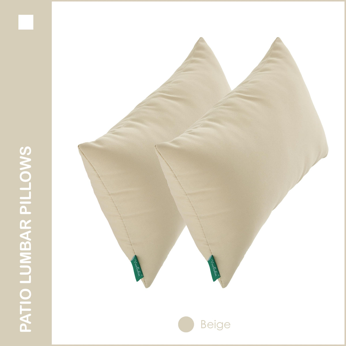Indoor Outdoor Lumbar Pillows, Waterproof Outdoor Pillows Set of 2 Furniture, 12×20 Inch, Beige