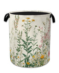 Wildflowers Laundry Hamper With Handle,Foldable Oxford Cloth Vintage Herb Flower Botanical Laundry Basket,20.8"x16"