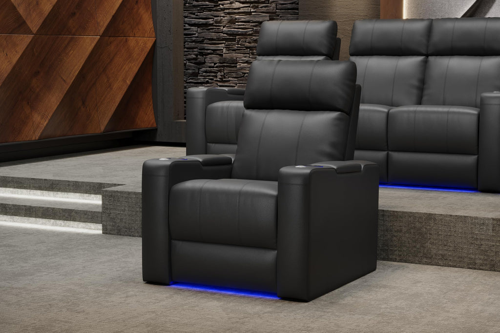 Piacenza 2025 Power Headrest Home Theater Seat - Premium Italian Leather Recliner with Cooling Gel Memory Foam