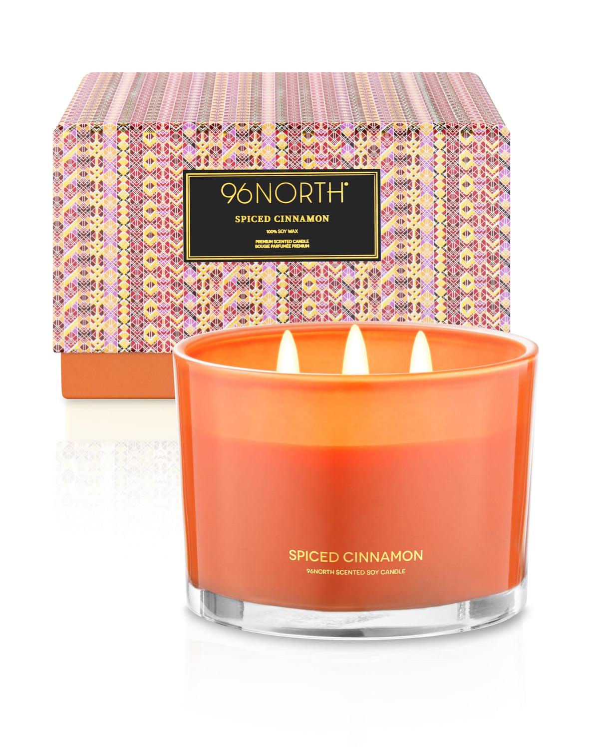 Luxury Spiced Cinnamon Candle | Large 3 Wick Jar Candle | Up to 40 Hours Burning Time | 100% Natural Soy Wax